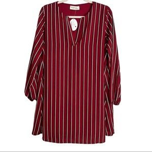 NWT Peach Love California Fairest Of Them All Striped
Dress BurgundyNavyWhite L